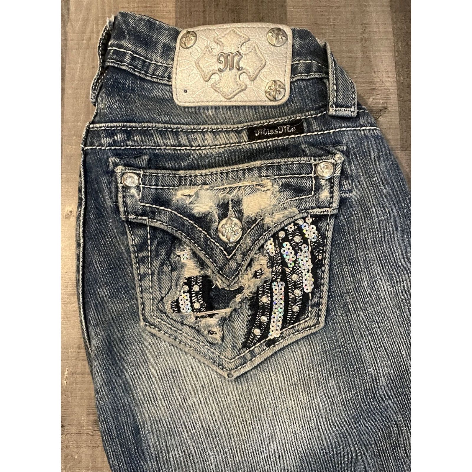 Miss Me Miss Me Jeans Woman Skinny Mid Rise 26 Blue Denim 5-Pocket Stretch Cotton Blend Slim Vintage: No (F47) Size 26" / US 2 / IT 38 - 3 Thumbnail