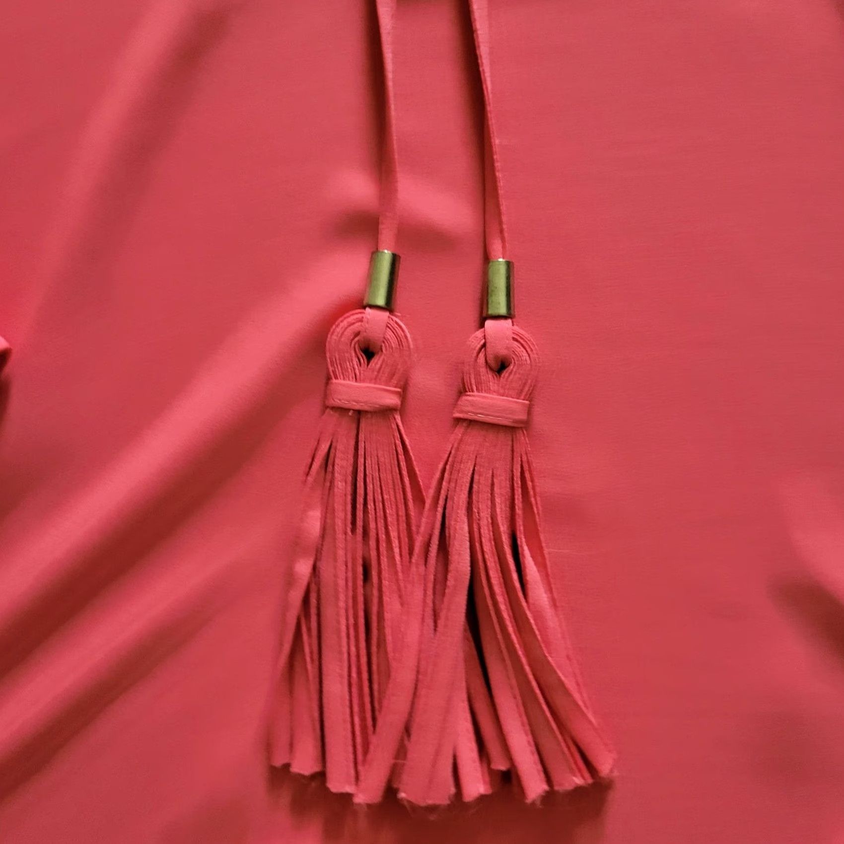Soft Surroundings Soft Surroundings Shirt Womens L Orange Coral V-Neck Tie Tassels Long Sleeve Blouse Mens? Ladies? Size L / US 10 / IT 46 - 3 Thumbnail