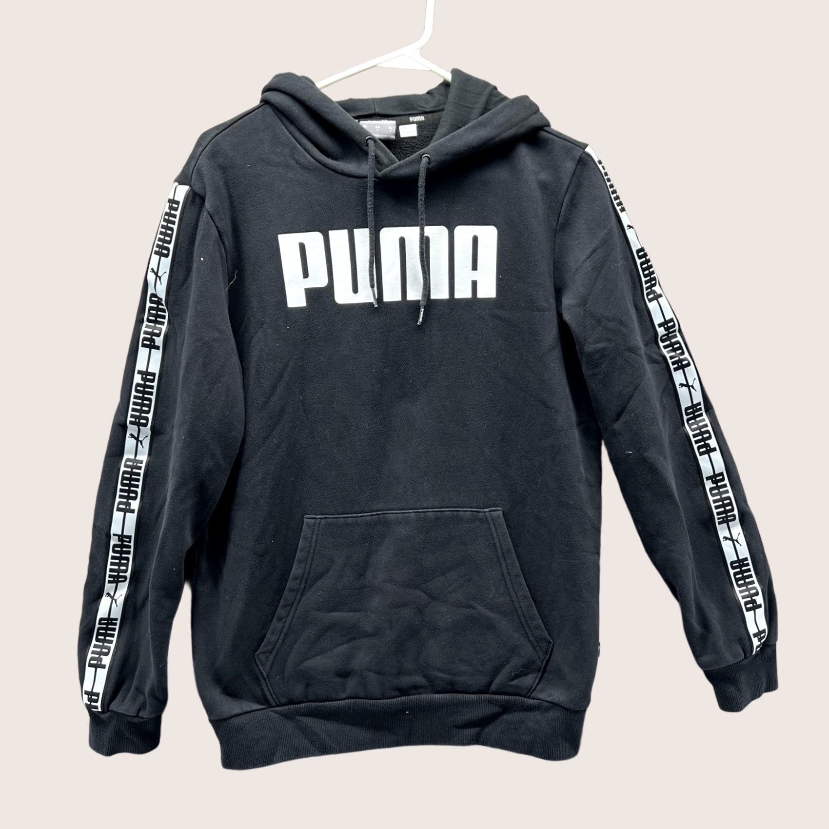 Puma Puma Hoodie Mens Small Black Logo Tape Sleeve Pullover Athletic Sweatshirt Size US S / EU 44-46 / 1 - 1 Thumbnail