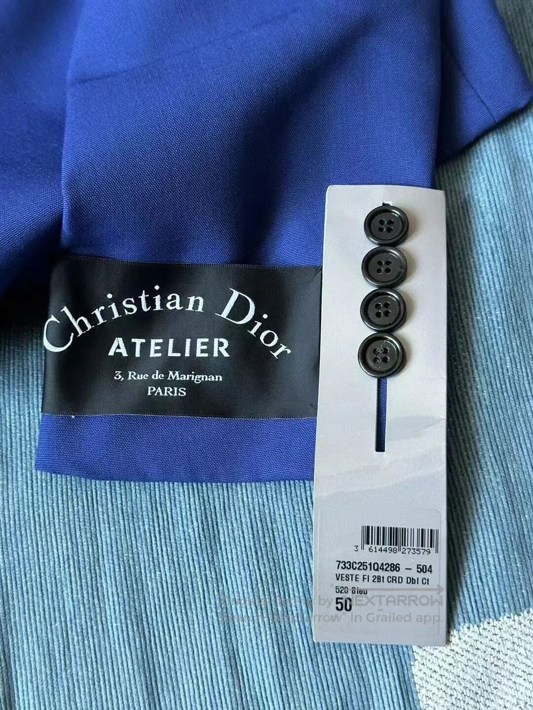 Dior Dior Blue Cuff Slogan Blazer| Size 50R - 4 Thumbnail