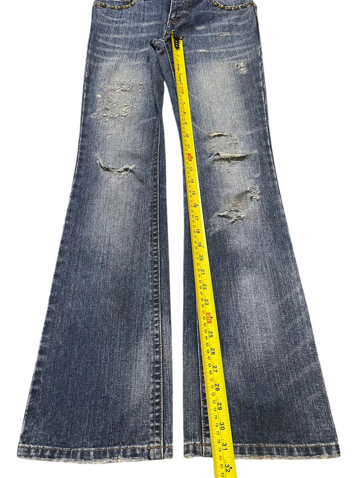 14th Addiction Vintage Japanese Brand Faded Wash Distressed Flared Jeans Size US 28 / EU 44 - 13 Thumbnail