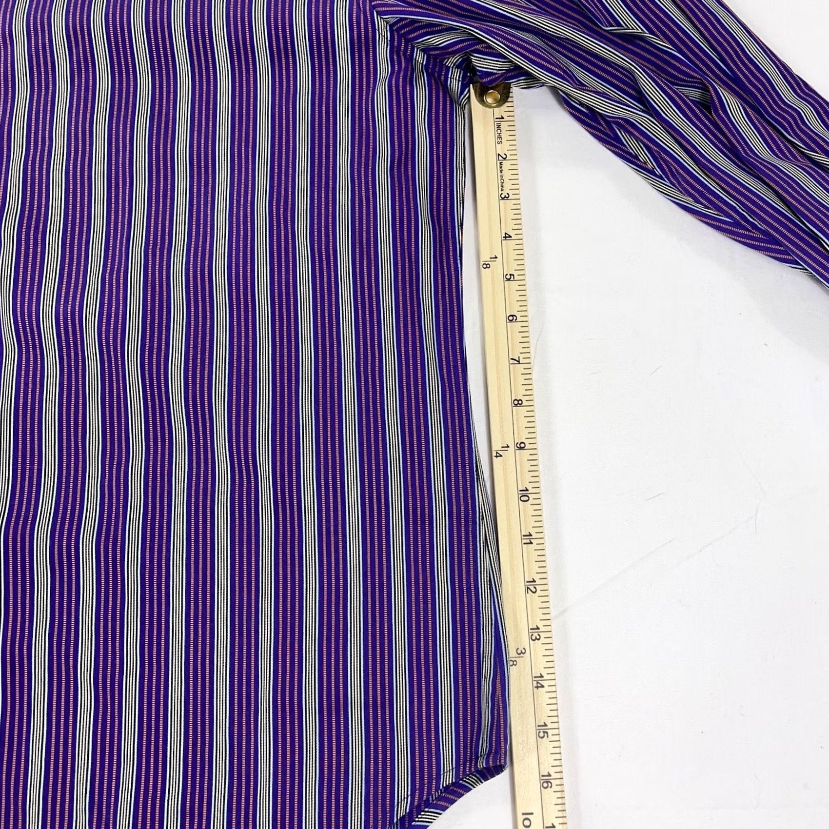 Robert Graham Robert Graham Men's 2XL Button Dress Shirt Striped Purple Long Sleeve Adult 2XL Button-Up Shirt Mens Size 48R - 6 Thumbnail