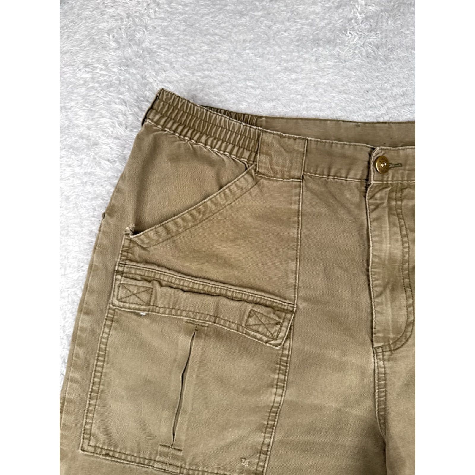 Vintage Cabela's Cargo Shorts Men 38 Beige 100% Cotton Duck Canvas Hiking Camping 38x9 Regular Inseam Beige Logo Pockets Mens Size US 38 / EU 54 - 4 Thumbnail
