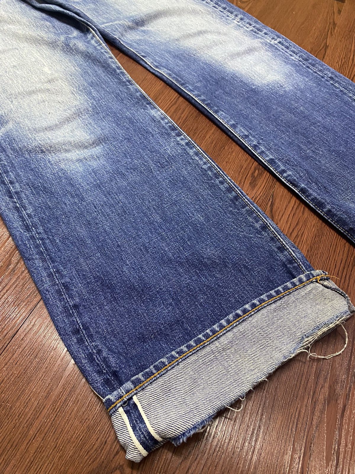 Vintage Vtg Japanese Denim Dungaree Selvedge Faded Wash Loose Jeans Size US 31 - 10 Thumbnail