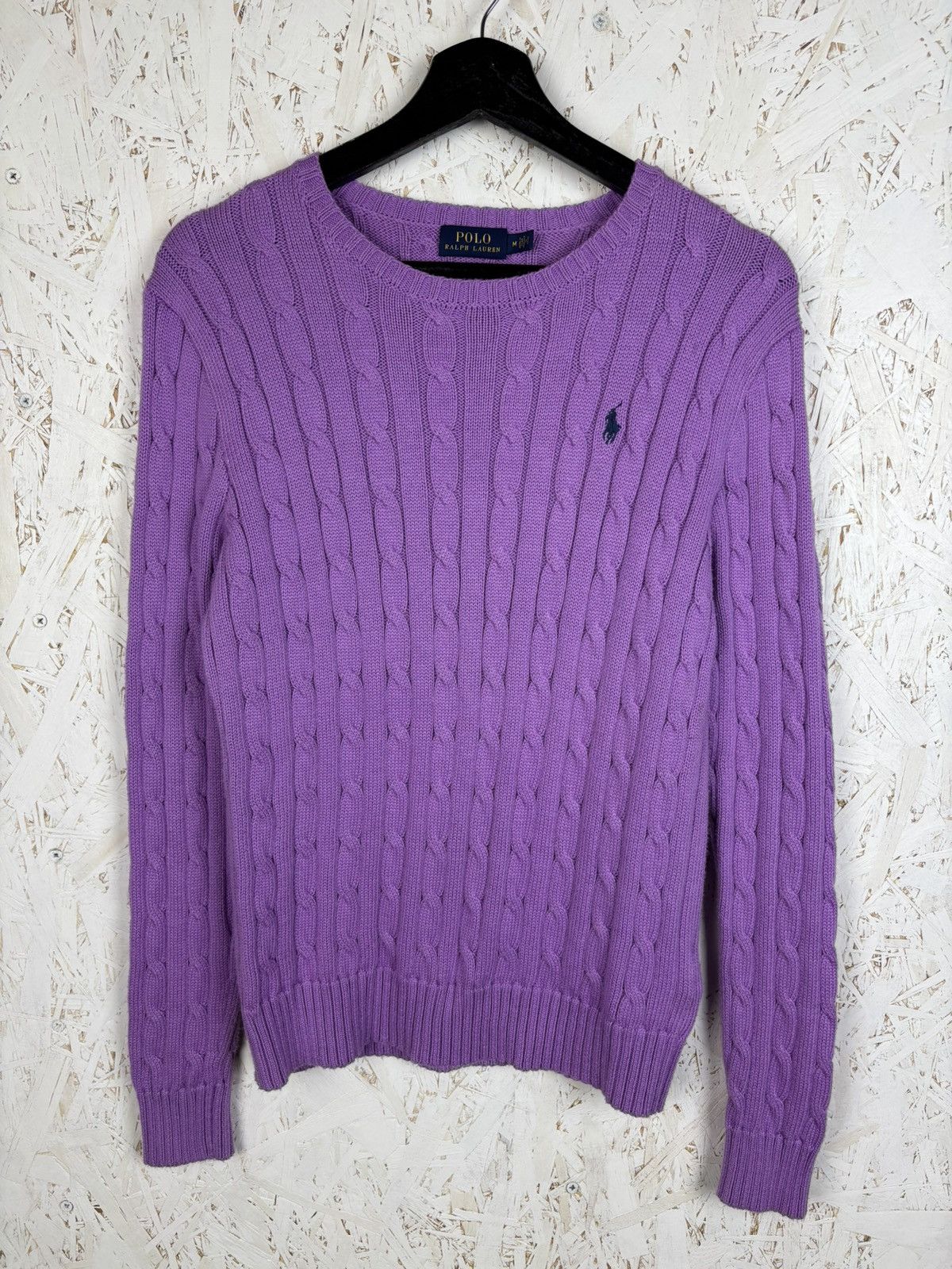 Polo Ralph Lauren Polo By Ralph Lauren Purple Cable Knit Sweater Size M Size M / US 6-8 / IT 42-44 - 1 Thumbnail
