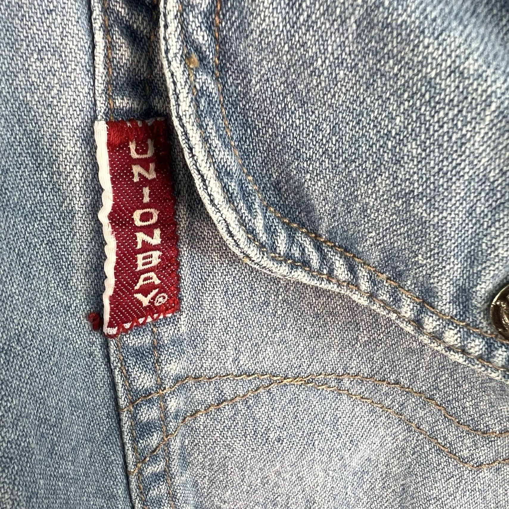 Vintage VINTAGE Union Bay Denim Hoodie Mens Size L Blue 90s Retro High Neck Button Embroidered Logo Size US L / EU 52-54 / 3 - 5 Thumbnail