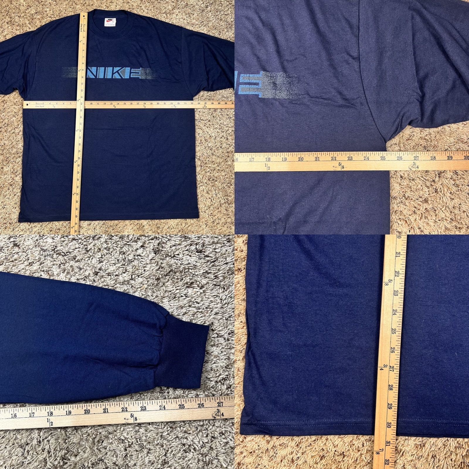 Nike VINTAGE Nike T-Shirt Navy Blue 90s Spellout Double Sided Graphic XL Mens Size US XL / EU 56 / 4 - 8 Thumbnail