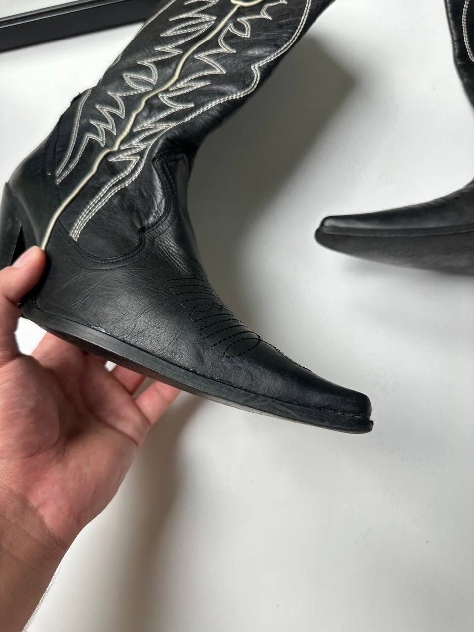 Cowboy Equipment 🔥90s Vintage Cowboy Leather High Shoes Western Vibe Size US 8 / IT 38 - 5 Thumbnail