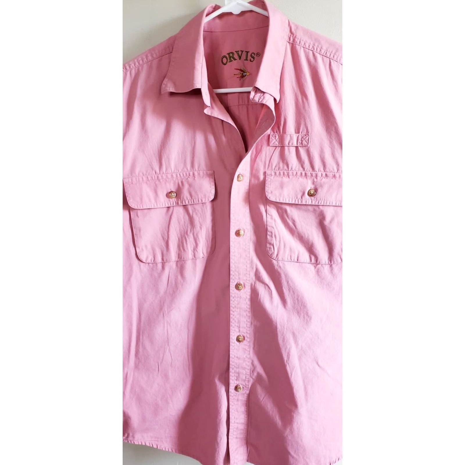 Orvis Orvis Men's Medium Pink Short Sleeve Button-Up Outdoors Fishing Shirt Pockets Size US M / EU 48-50 / 2 - 4 Thumbnail