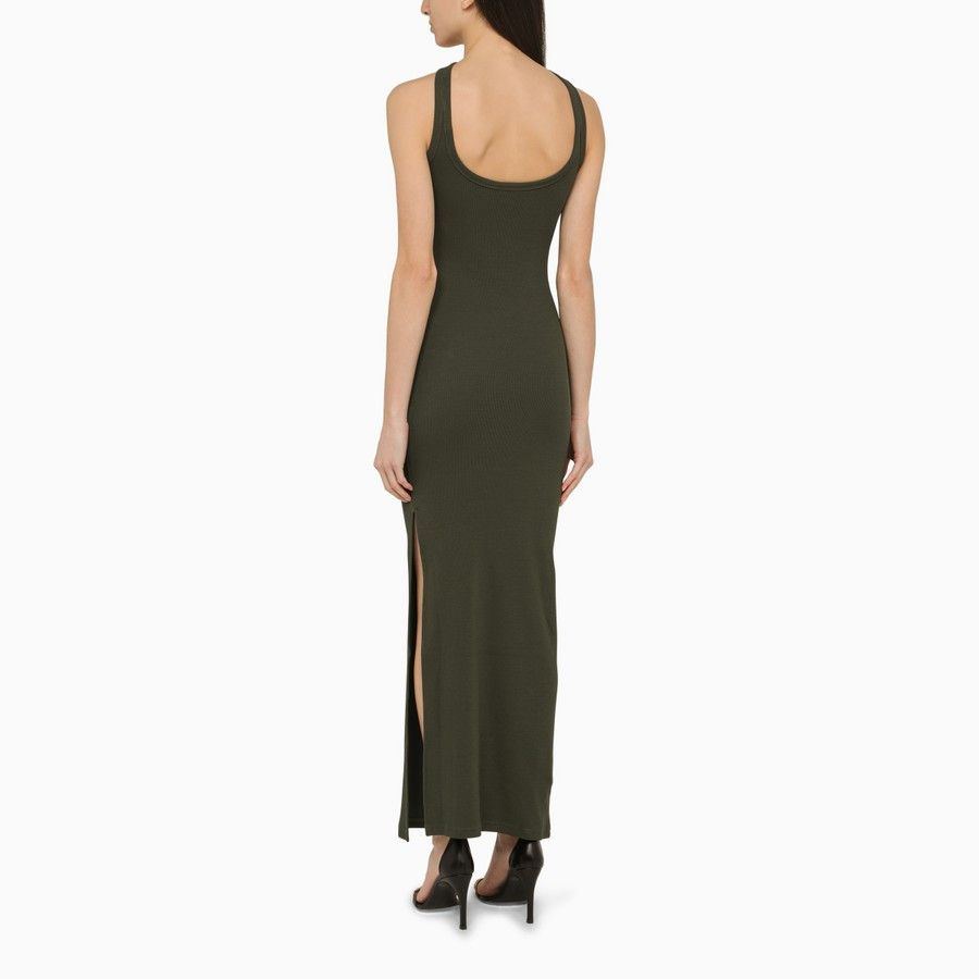 Courreges o1d2blof0824 Ribbed Cotton Dress in Military Green Size S / US 4 / IT 40 - 3 Thumbnail
