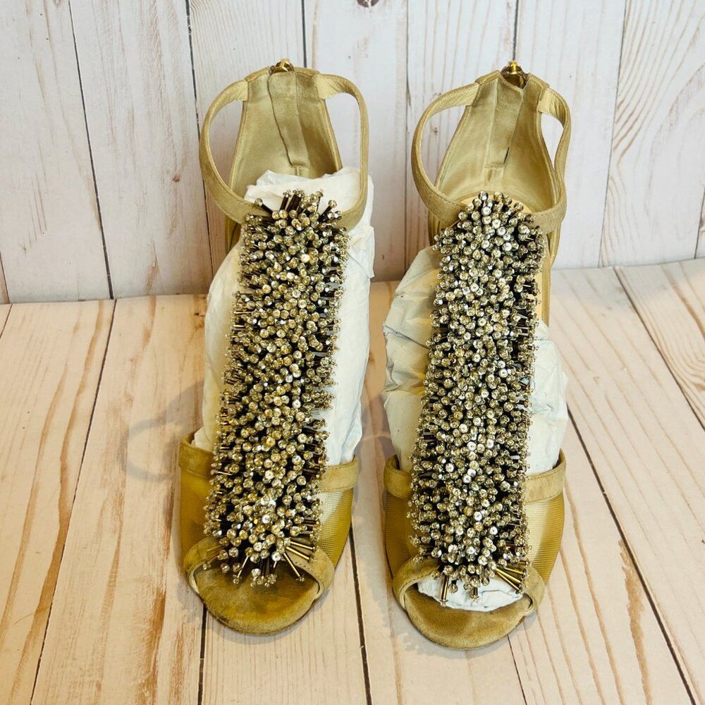 Jimmy Choo Jimmy Choo Feline Beaded T-Strap Suede & Mesh Heels Wedding Size US 7.5 / IT 37.5 - 7 Thumbnail