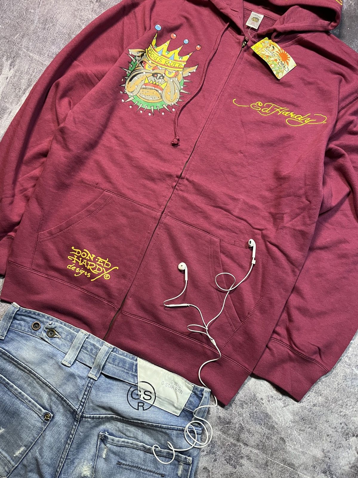 Ed Hardy Ed Hardy by Christian Audigier Zip Hoodie Y2K Streetwear SK8 Size US XXL / EU 58 / 5 - 2 Thumbnail
