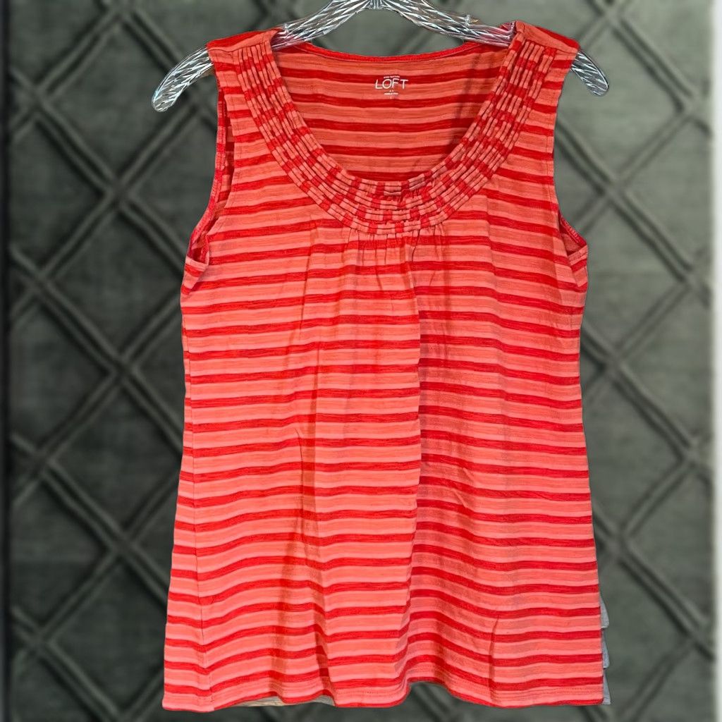 Loft LOFT Tank Top Shirt Womens L Orange Red Striped Sleeveless Breezy Colorful Casual Beach 90s Theme Size L / US 10 / IT 46 - 1 Thumbnail