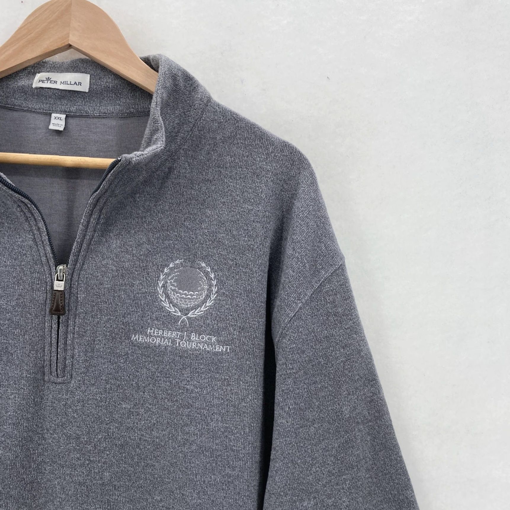 Peter Millar VINTAGE Peter Millar Sweater Mens 2XL Gray Quarter Zip Golf Pullover Performance Tourney Size US XXL / EU 58 / 5 - 2 Thumbnail