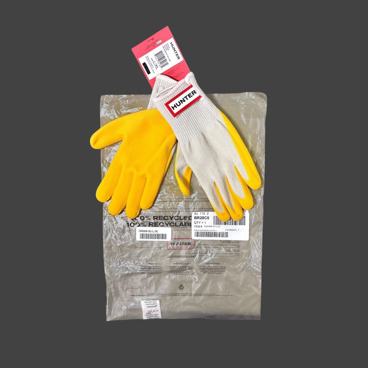 Hunter Hunter Rubberized Logo Work Gloves Yellow Red Sz L/XL Unisex Size ONE SIZE - 3 Thumbnail