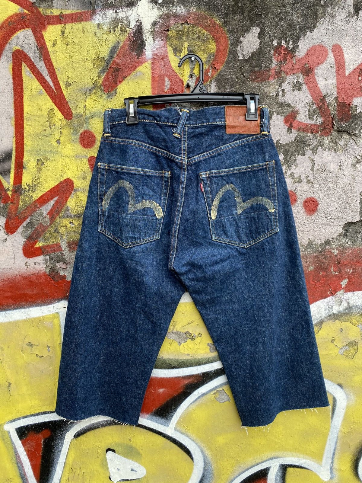 Evisu Very rare Vintage short jeans evisu selvedge black & yellow Size US 29 - 1 Thumbnail