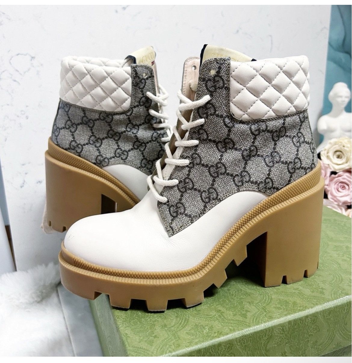 Gucci Aurhentic Gucci Supreme Monogram Trip Combat Heeled Boots Size US 7 / IT 37 - 6 Thumbnail