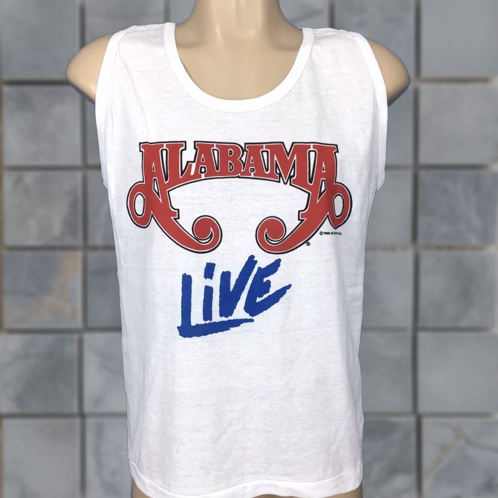TEE JAYS VINTAGE Alabama Concert Tank Top Shirt M White 80s 90s Tee Jays Mens Tank Top T-Shirt NOS Deadstock Size US M / EU 48-50 / 2 - 1 Thumbnail