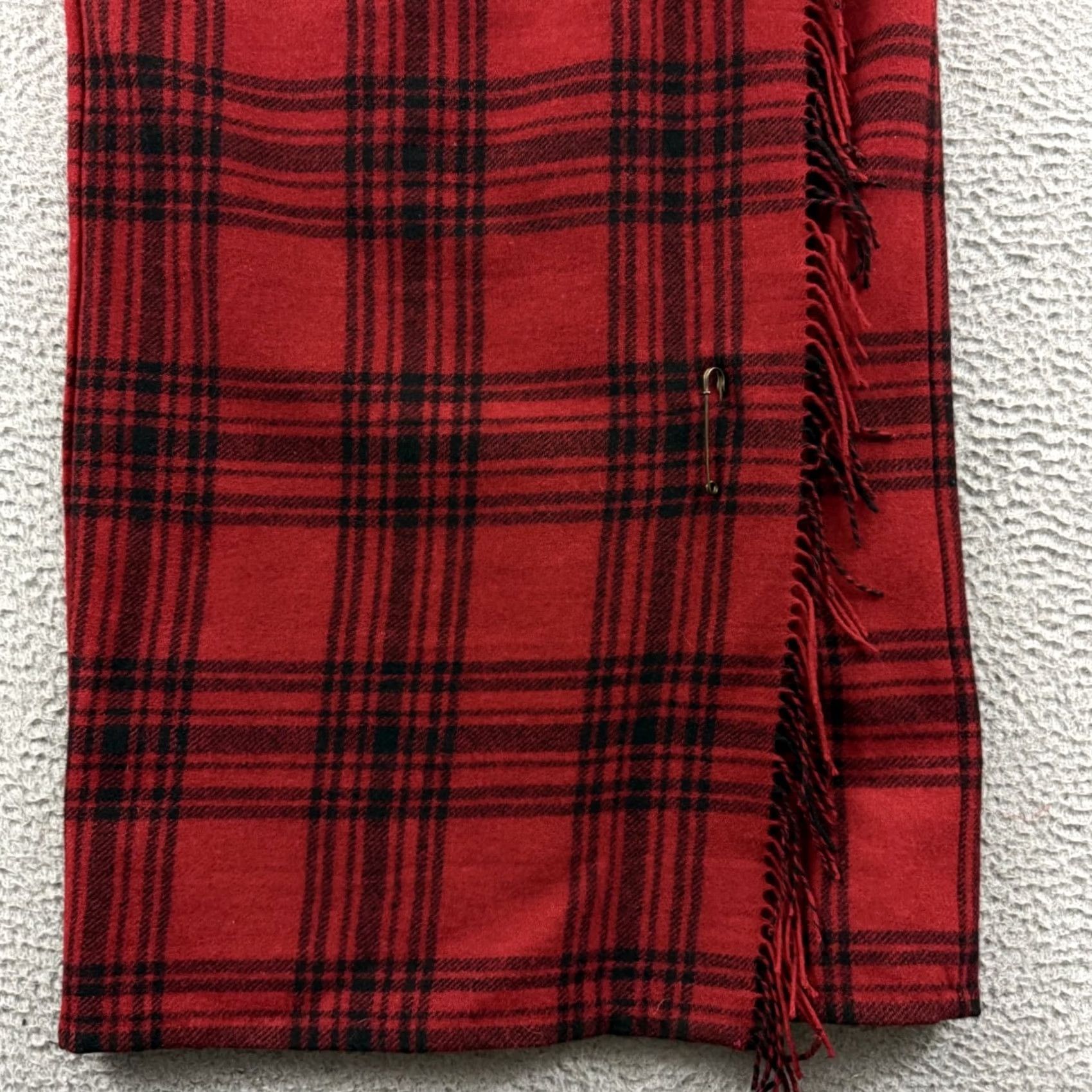 Eddie Bauer VTG Eddie Bauer Skirt Women 14 Wool Plaid Wrap Fringed Red 36" Vintage 80s 90s Grunge Preppy Academia Scotland Womens Size 36" / US 14 / IT 50 - 2 Thumbnail