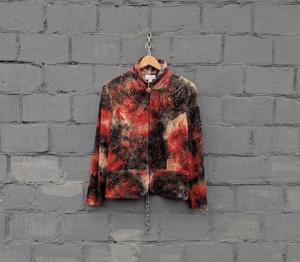Joseph Ribkoff Joseph Ribkoff Zip-Up Jacket Abstract Print Velour Style Size XL / US 12-14 / IT 48-50 - 1 Thumbnail