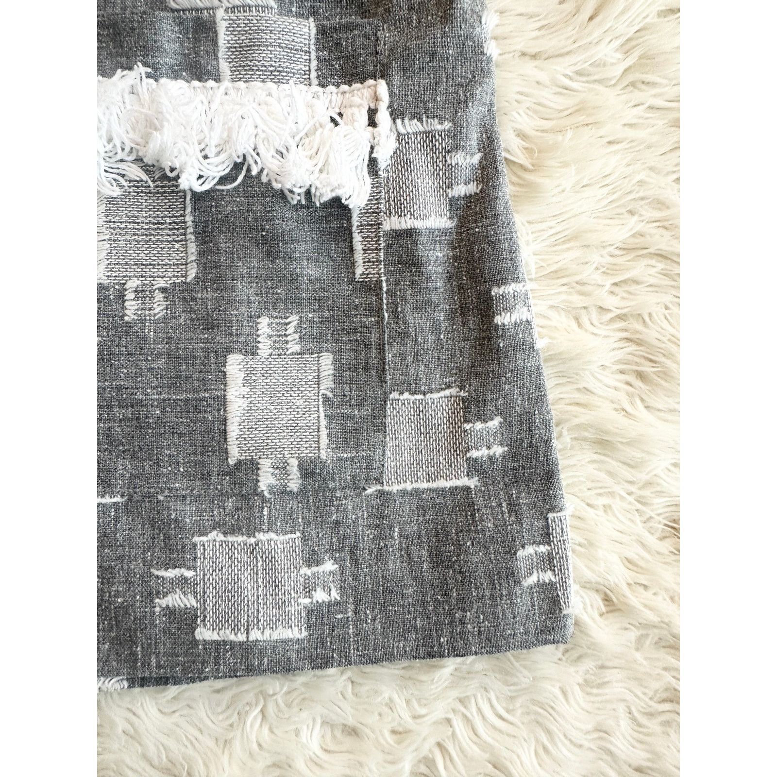 Homemade 70s Grey & White Slub Knit Fringe Set Size 28" / US 6 / IT 42 - 6 Thumbnail