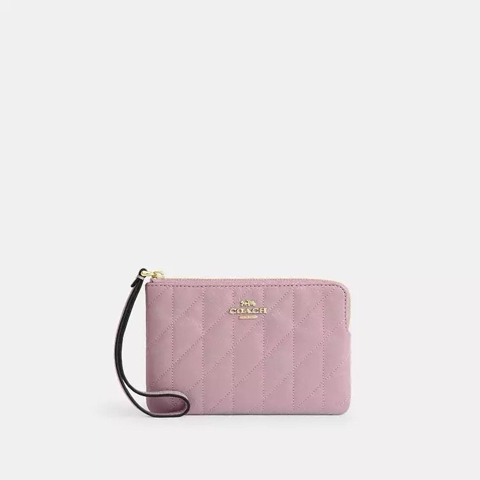 Coach NWT Coach Corner Zip Wristlet Quilting Gold/Carnation CEF80 Size ONE SIZE - 4 Thumbnail