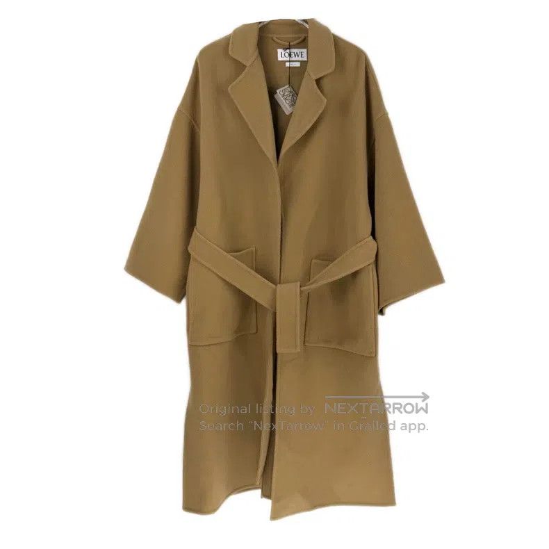 Loewe Camel-colored long wool coat with belt