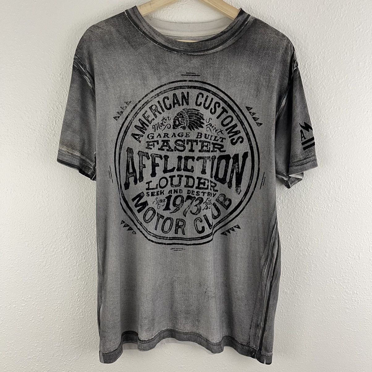 Affliction AFFLICTION Grey Black Skull American Customs Graphic Tee Size US M / EU 48-50 / 2 - 3 Thumbnail