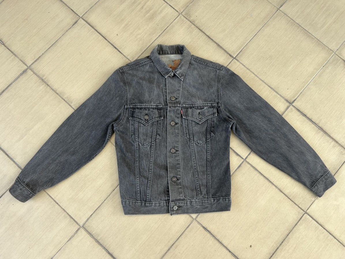 Levi's Vintage 80s Levi’s 75505 Faded Black Denim Trucker Jacket Size US S / EU 44-46 / 1 - 18 Thumbnail