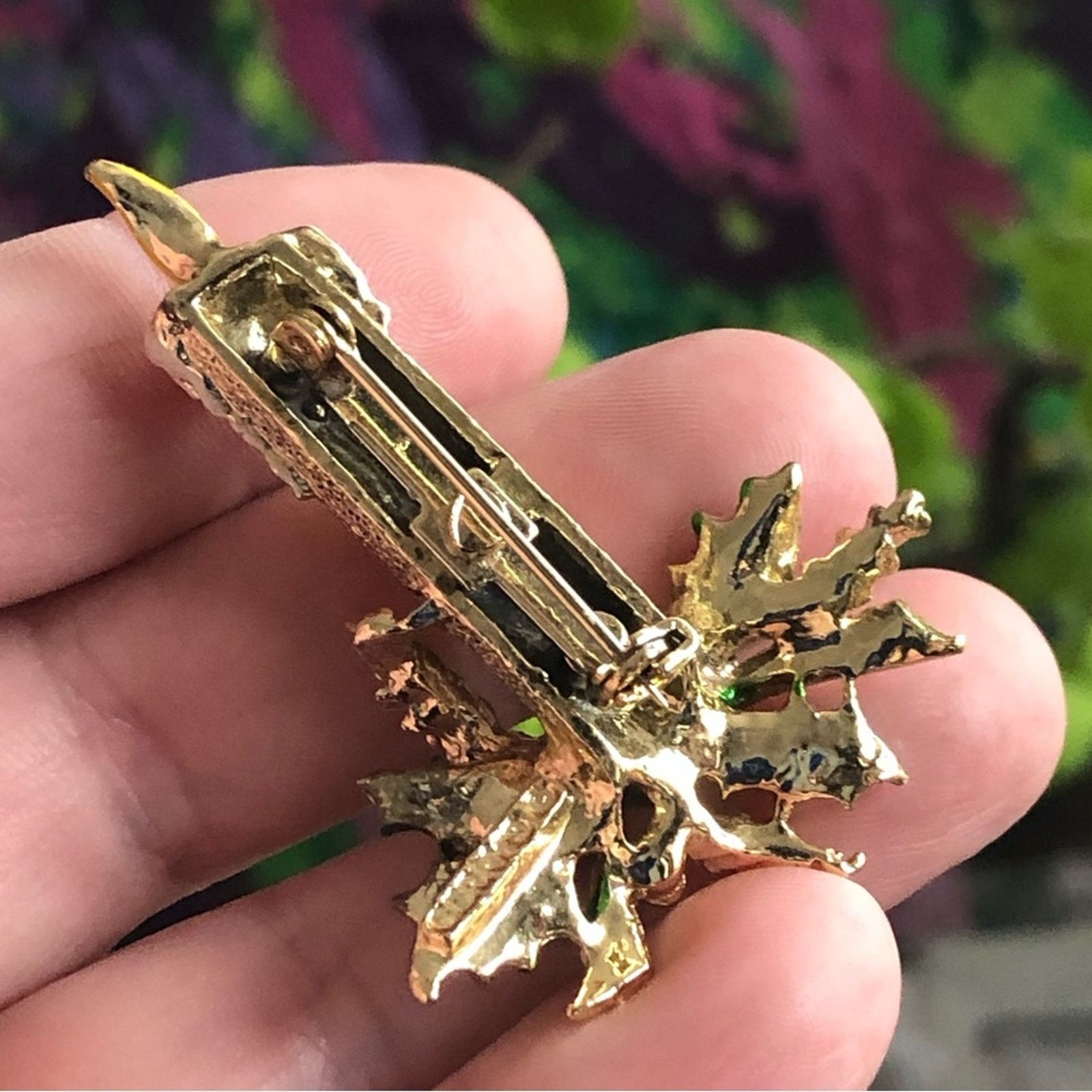 Vintage Vintage Christmas candle enamel brooch pin Size ONE SIZE - 4 Thumbnail