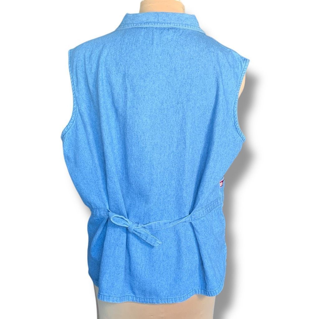 Vintage Upcycled Vintage Victoria Jones Sleeveless Denim Shirt Fring Size XXL / US 16-18 / IT 52-54 - 2 Thumbnail