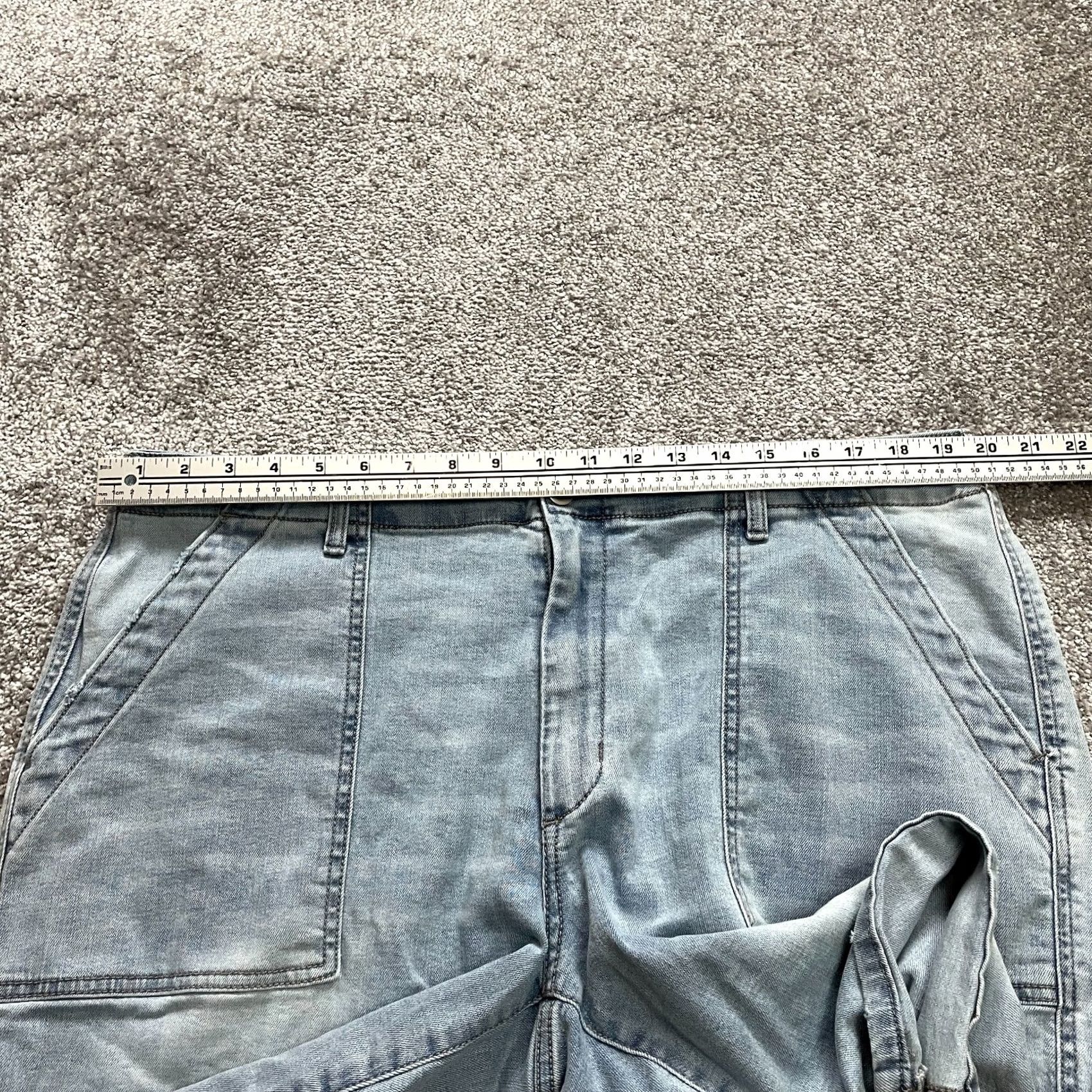 Vintage Time and Tru Jean Shorts Womens 18 Blue Denim High Rise Stretch Slash Button Size 40" / US 18 - 4 Thumbnail