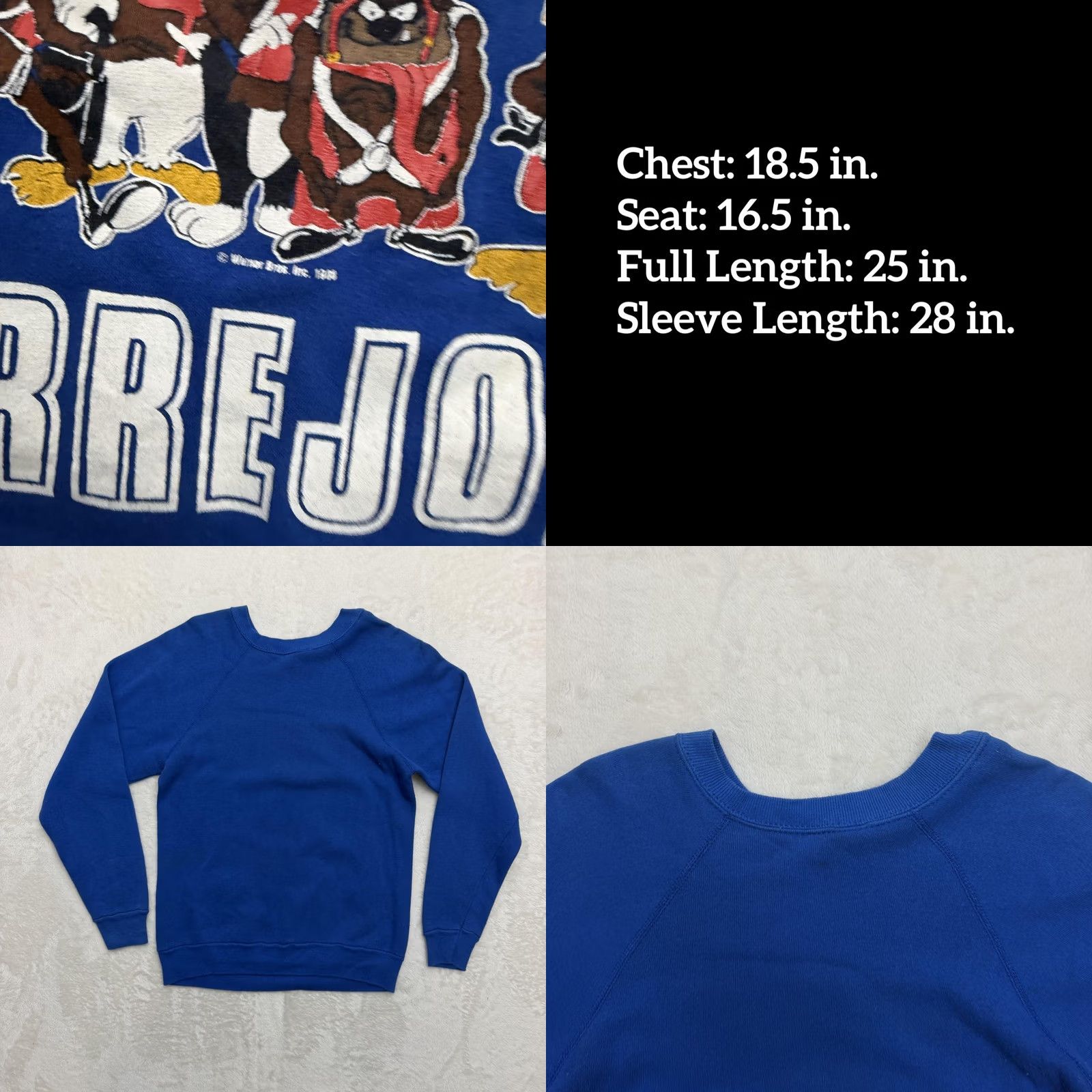 Vintage VINTAGE Artex Flying Aces Torrejon Looney Tunes Sweatshirt Mens Medium Blue 1988 Size US M / EU 48-50 / 2 - 8 Thumbnail