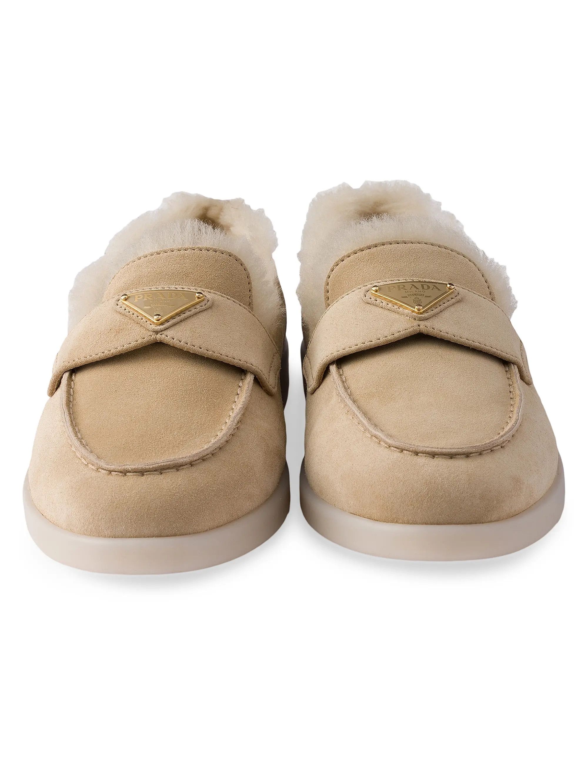 Prada o1la1rc1a0226 Suede and Shearling Loafers in Beige Size US 8 / EU 41 - 5 Thumbnail