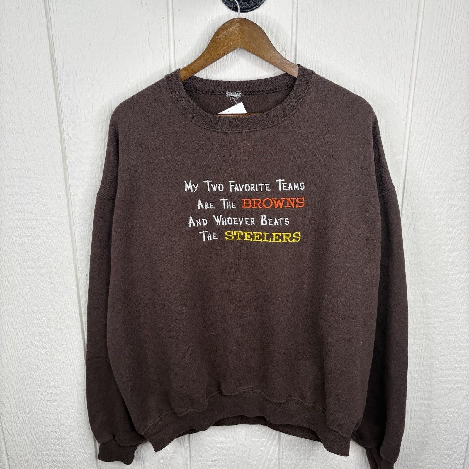 Jerzees Vintage Embroidered Cleveland Browns Funny Crewneck X-Large Size US XL / EU 56 / 4 - 1 Thumbnail