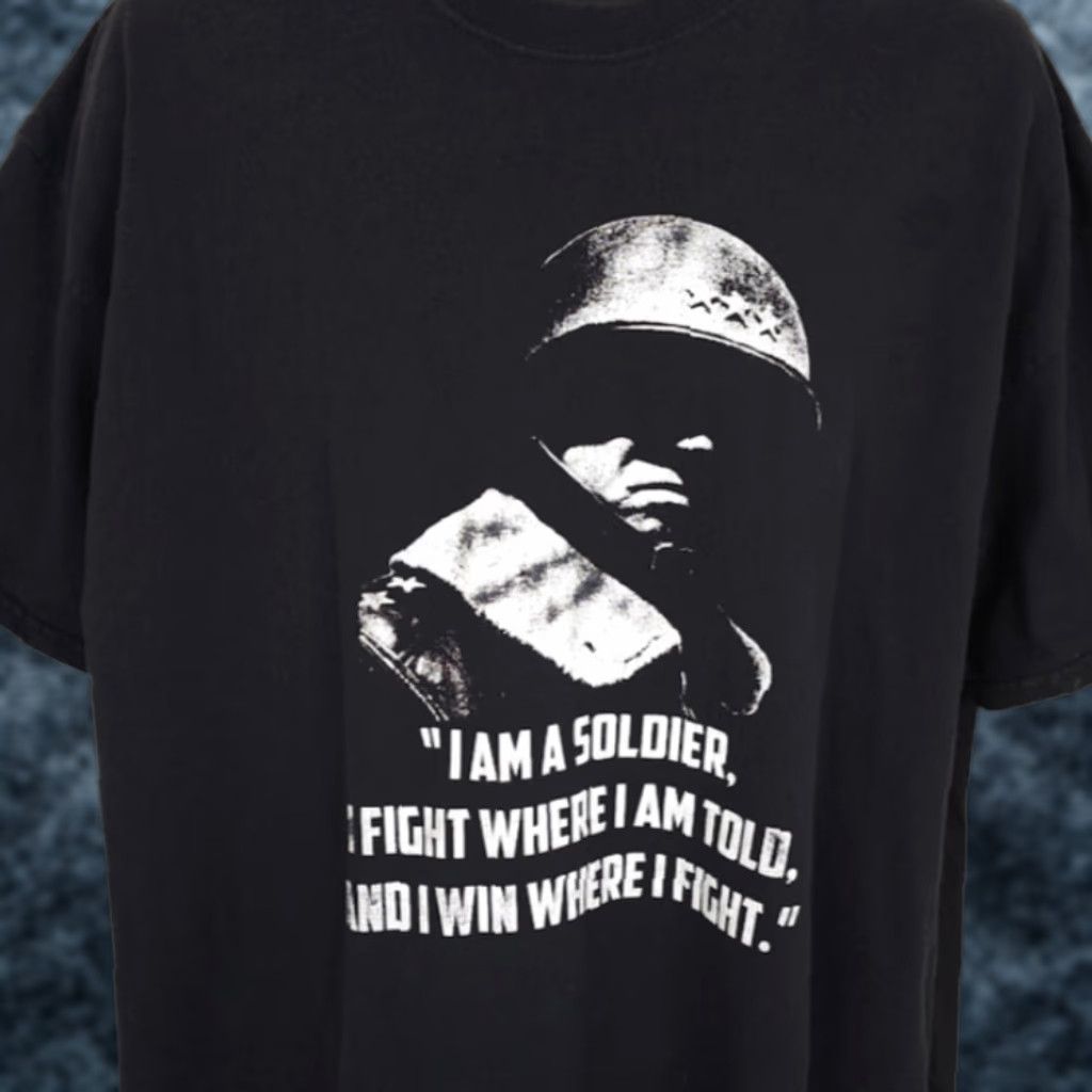 Gildan General George Patton T Shirt Mens Size 2XL Black I Am A Soldier I Fight Quote Size US XXL / EU 58 / 5 - 1 Thumbnail