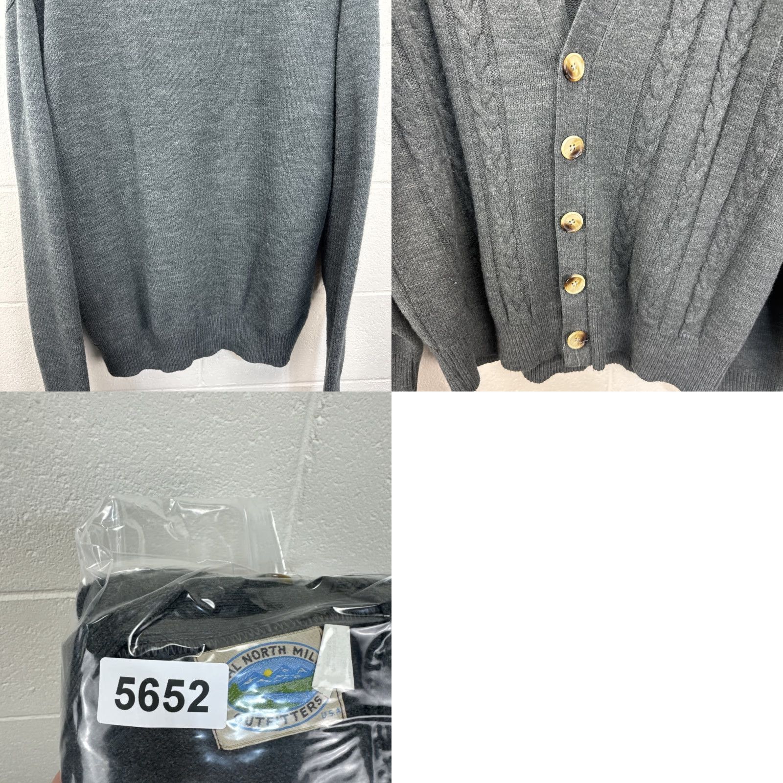 Vintage VINTAGE Royal North Mills Outfitters Sweater Cardigan XL Men Wool Gray Cable-Knit V-Neck Button Slim Fall Winter Size US XL / EU 56 / 4 - 10 Thumbnail