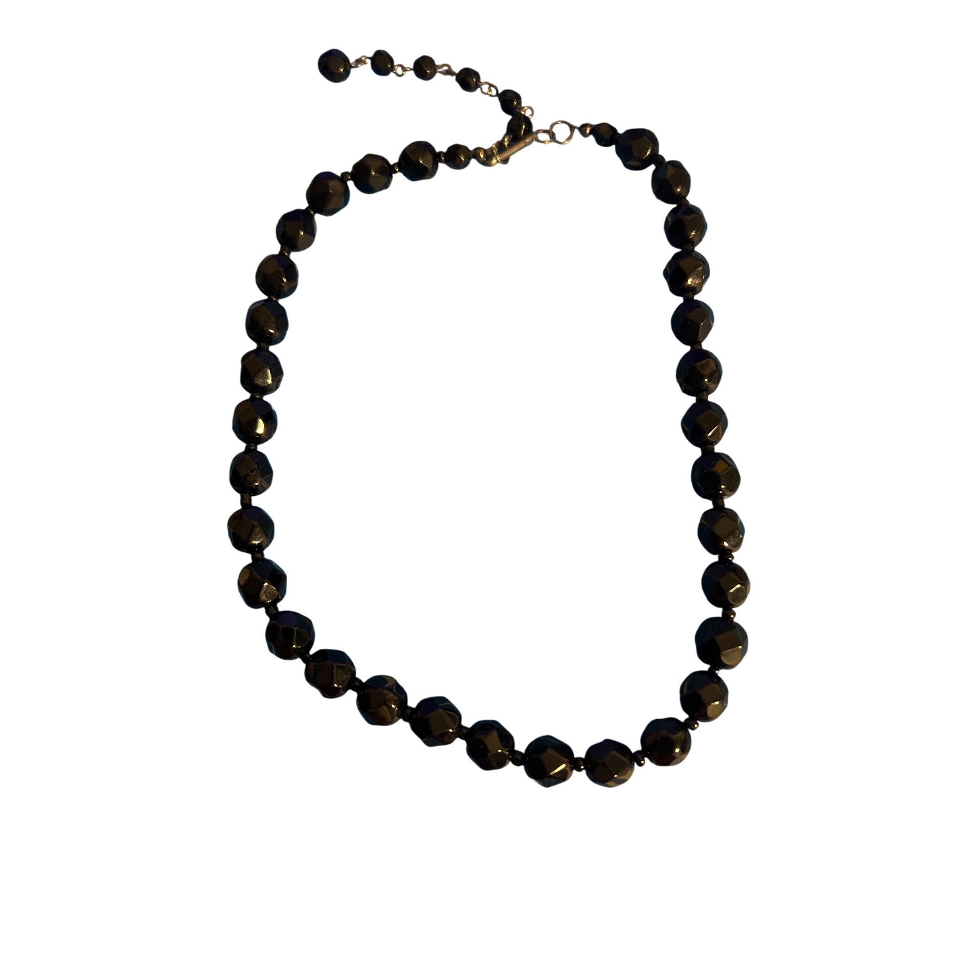 Other Vintage Black Faceted Onyx Beaded Necklace Gunmetal Hook Cla Size ONE SIZE - 4 Thumbnail