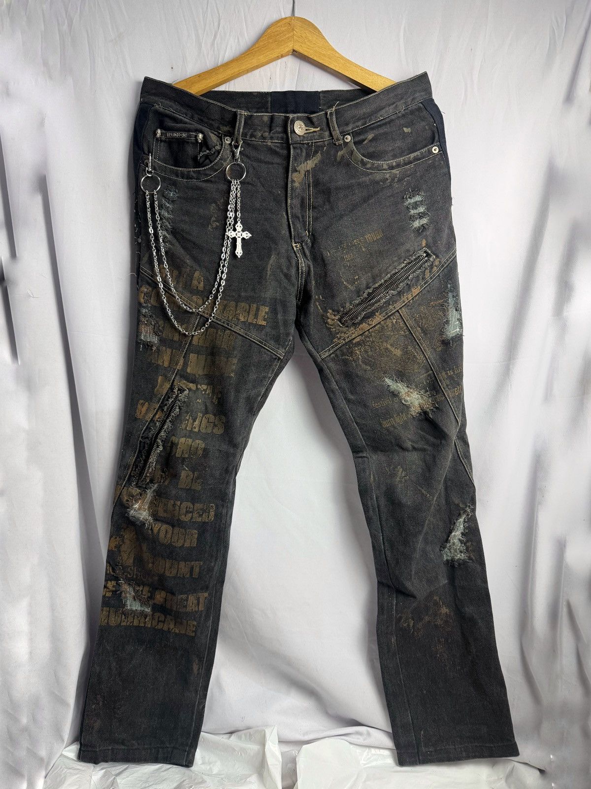 Tornado Mart Bernings Sho Poem Trashed Archived Denim Pants Size US 30 / EU 46 - 1 Thumbnail