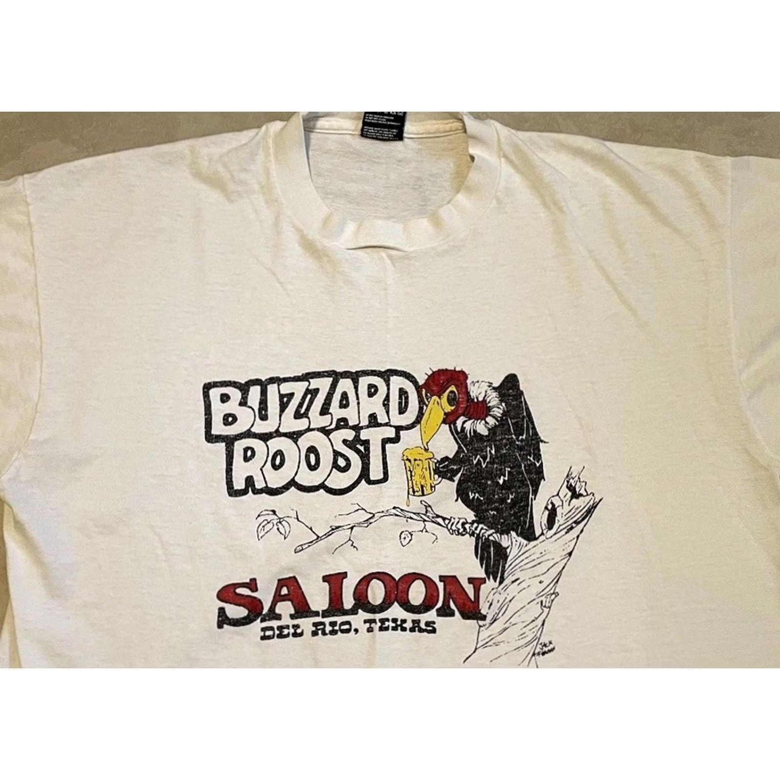Vintage VINTAGE Buzzard Roost Saloon Shirt Mens L White 80s 90s Grunge Punk Harley Trucker Western USA Biker Cartoon Rock Bar Beer Size US L / EU 52-54 / 3 - 5 Thumbnail
