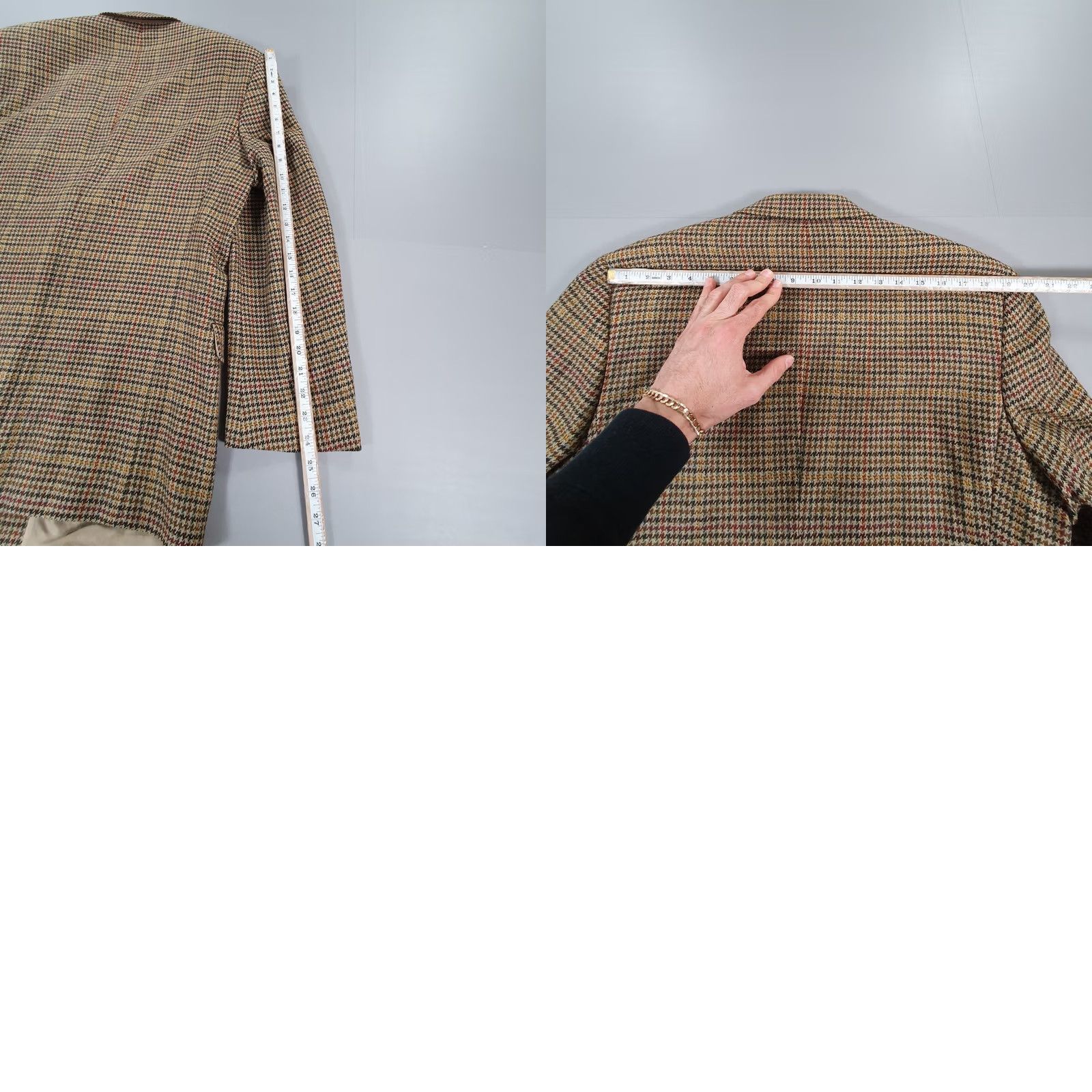 Jaeger VINTAGE Jaeger Mens Tweed Blazer Brown 40 R Check Houndstooth Wool Jacket Classic Mens Size 40R - 9 Thumbnail