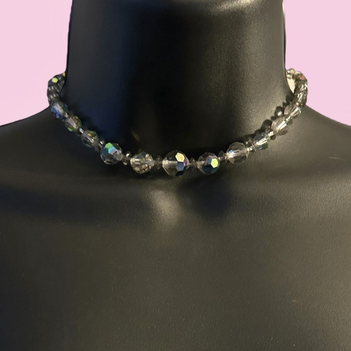 Vintage Vintage Aurora Borealis Crystal bead choker necklace Size ONE SIZE - 1 Thumbnail