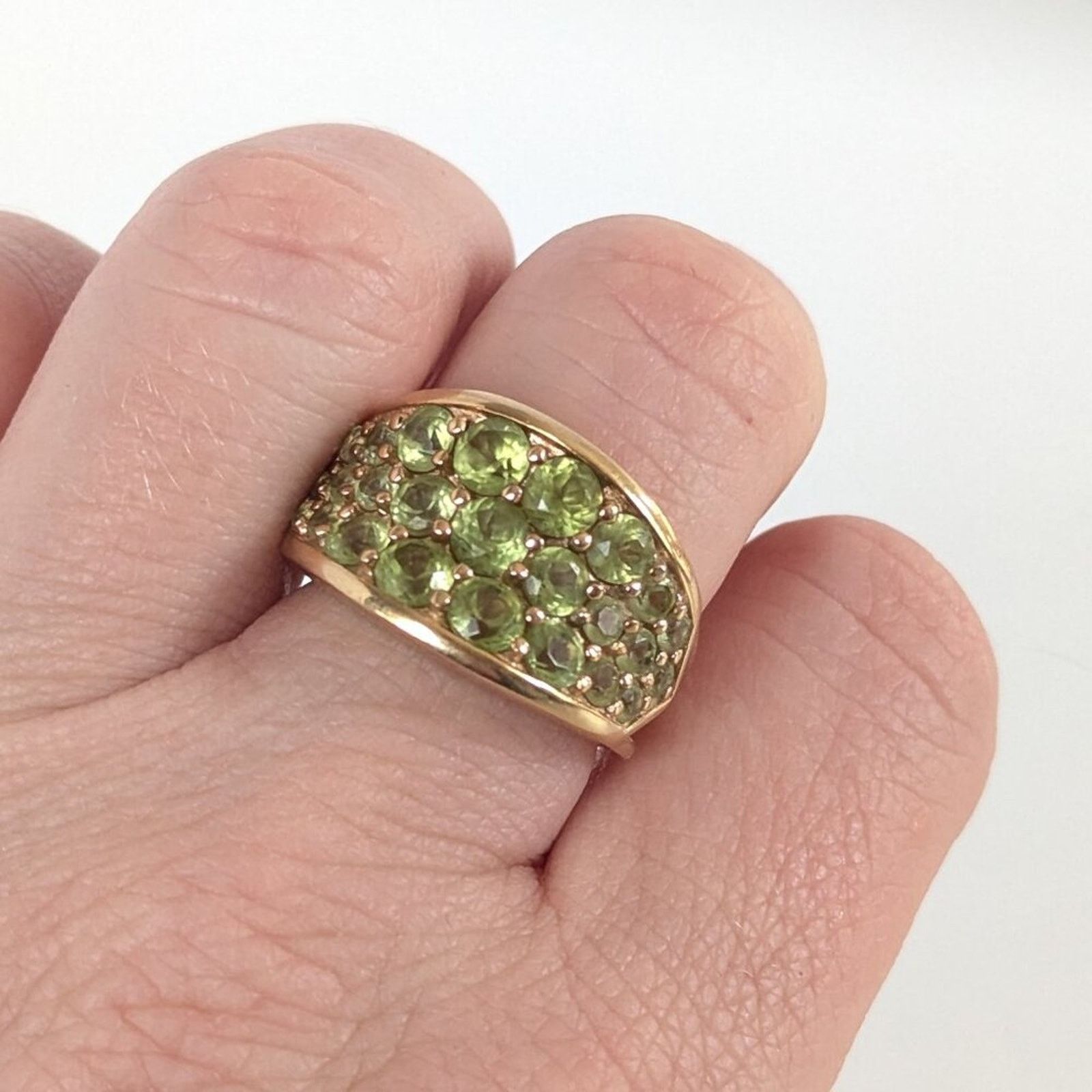 Vintage Vintage 925 Silver Ring Peridot Crystal Cluster Gold Plated Size ONE SIZE - 6 Thumbnail