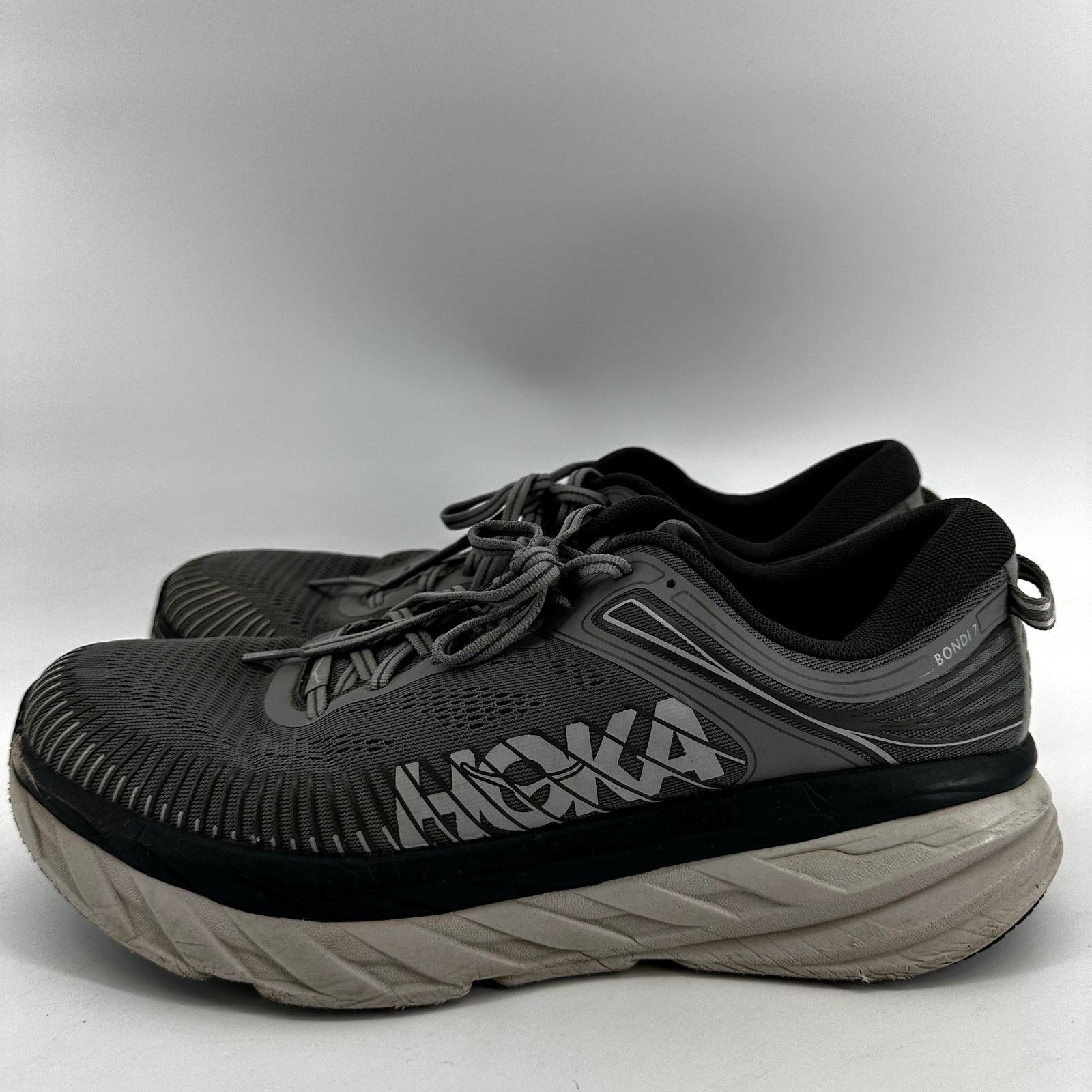 Hoka Hoka One One Bondi 7 Running Shoes Lace Memory Foam Gray 11 Size US 11 / EU 44 - 4 Thumbnail