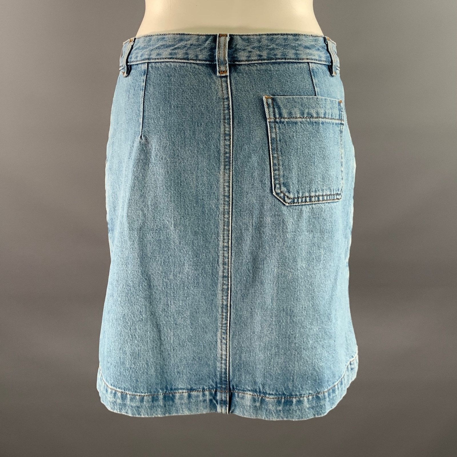 Other APC Size 2 Blue Denim Cotton Midi Skirt Size 26" / US 2 / IT 38 - 2 Thumbnail