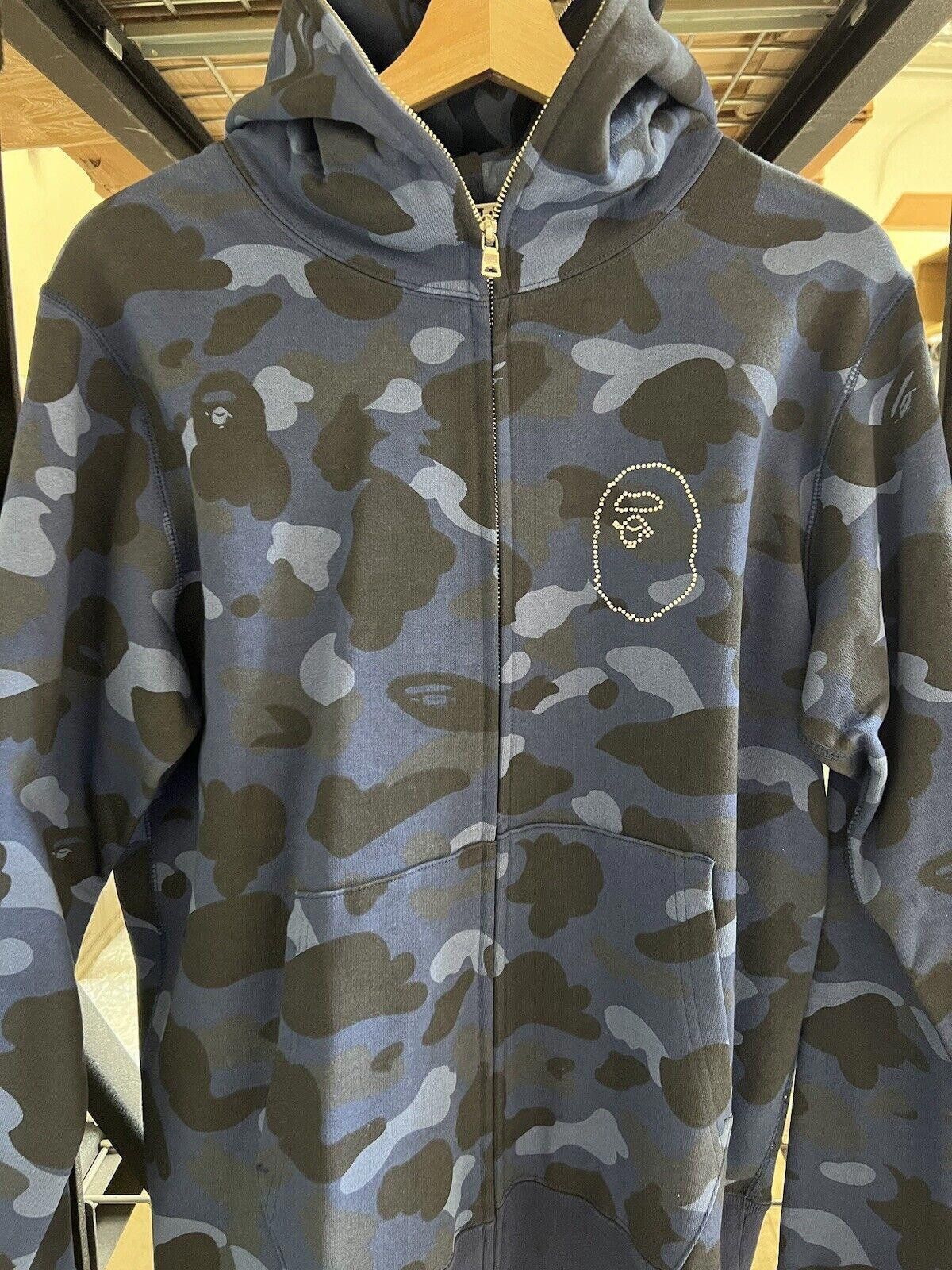 Bape BAPE A Bathing Ape Head Hoodie Blue Navy Camo Swarovski L Size US 34 / EU 50 - 2 Thumbnail