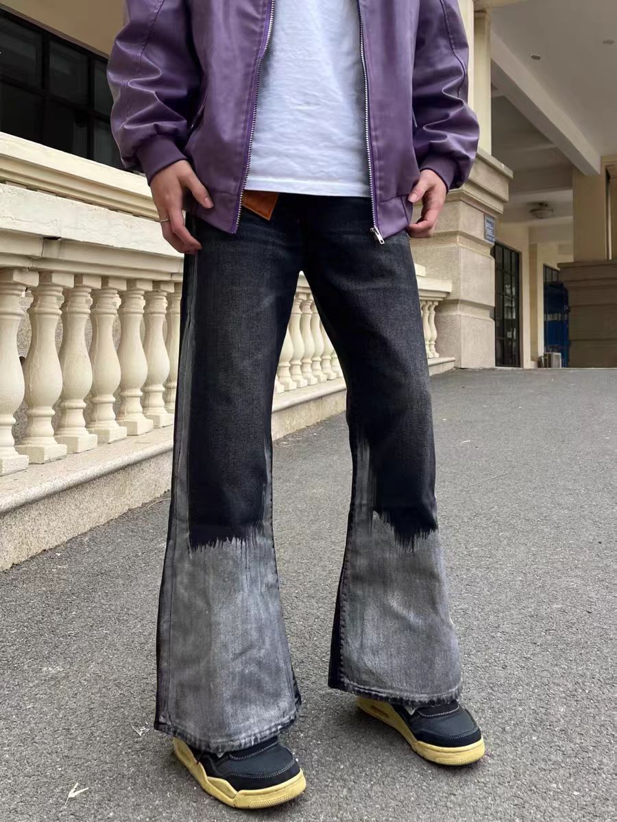 Japanese Brand × Vintage Street Hip Hop Washed Loose Micro Flare Jeans Size 32 Size US 32 / EU 48 - 4 Thumbnail