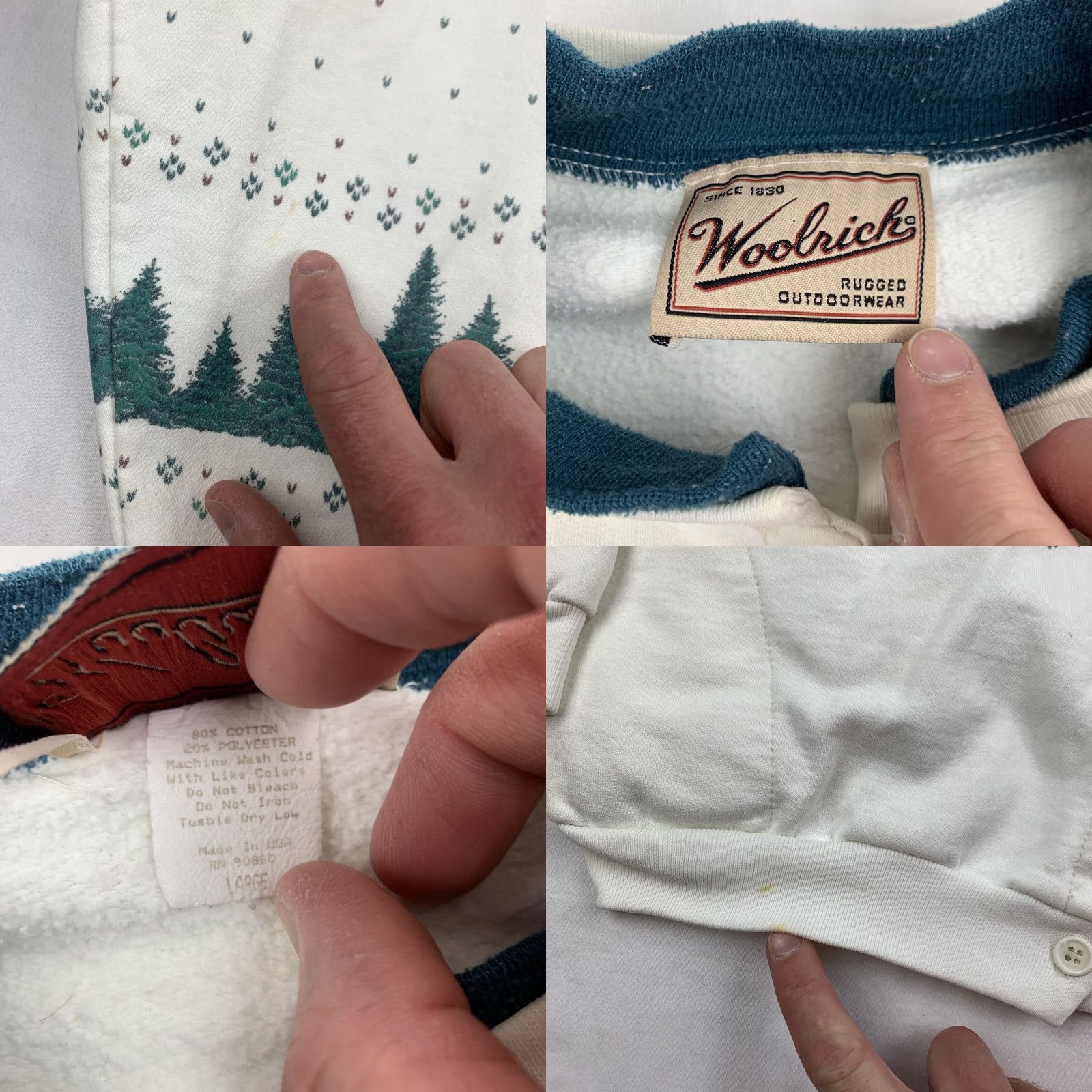 Vintage VINTAGE Woolrich Sweatshirt Womens Large White 90s Outdoor Button Up Long Sleeve Crew Neck Activewear Size L / US 10 / IT 46 - 8 Thumbnail