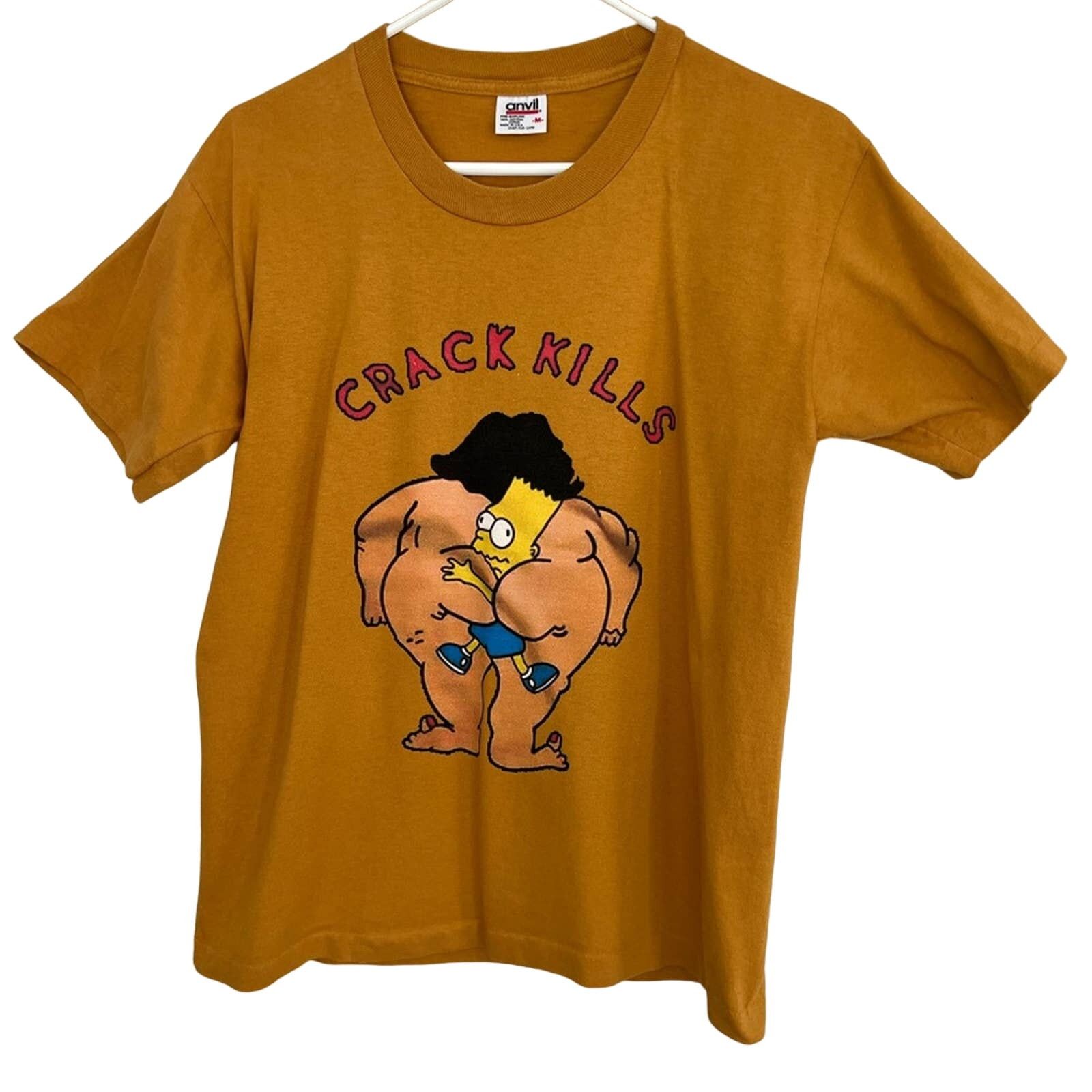 Anvil Vintage Crack Kills Bart Simpson Shirt Single Stitch 80s USA Size US M / EU 48-50 / 2 - 1 Thumbnail