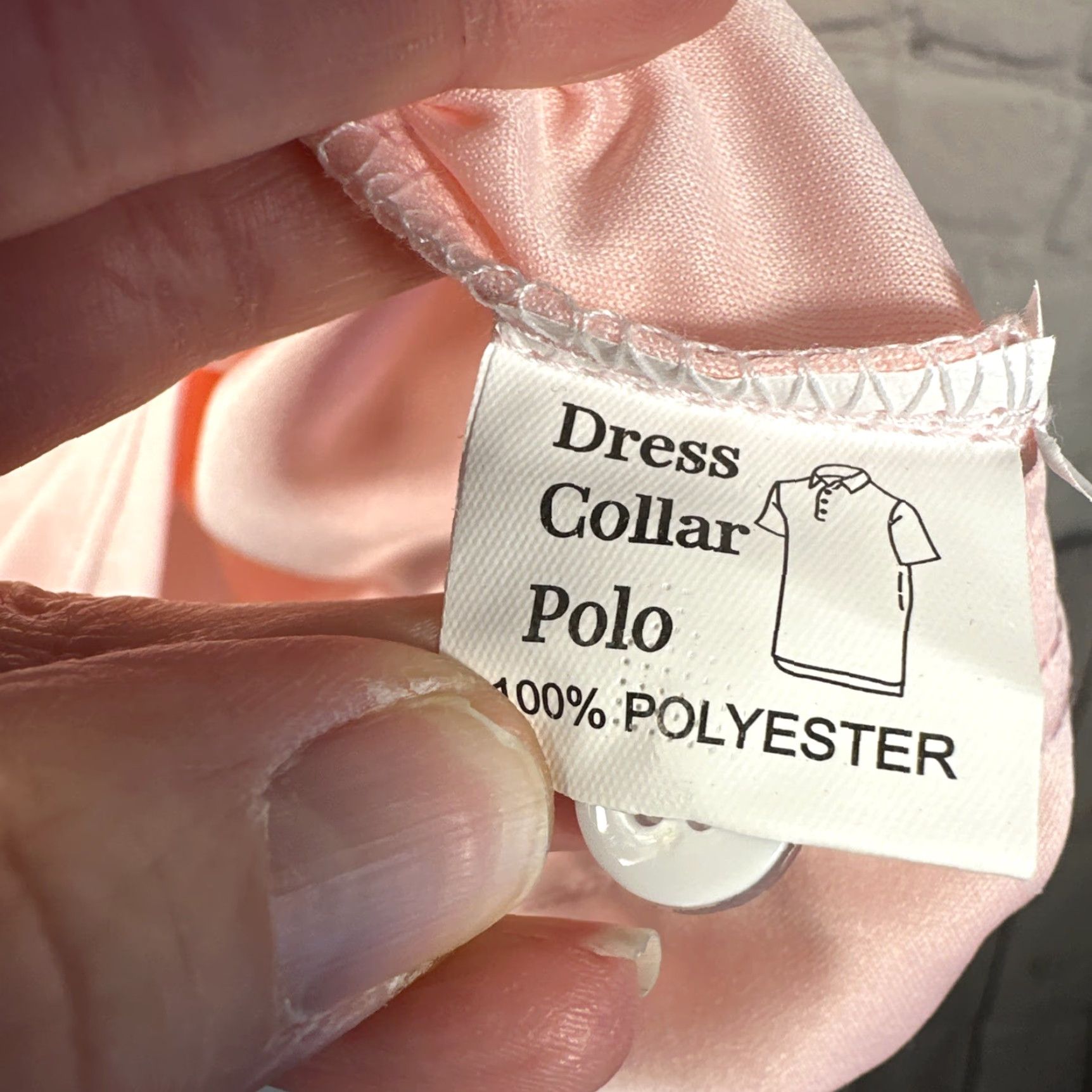 Vintage Collars & Co Dress Polo Shirt 3XL Pink English Spread Short Sleeve Golf Polyester Stretch Shirt Men Size 48R - 4 Thumbnail